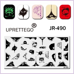 JR-490 Nail Printing Plate Eyes Chicken Raccoon Emotion Girl Cat Nail Stamping