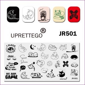 JR-501 Nail Printing Plate Baby Baby Sleep Moon Night Sleeping Animals Owl Sleep Mask