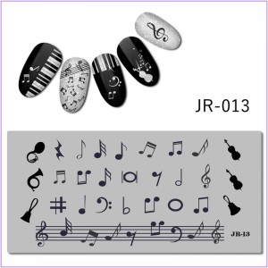 Пластина для печати на ногтях JR-013, ноты, музыкальные инструменты, скрипичный ключ, гитара, скрипка, труба