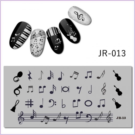 JR-013 płyta do drukowania paznokci instrumenty muzyczne klucz wiolinowy gitara skrzypce trąbka-3142-uprettego-cechowanie
