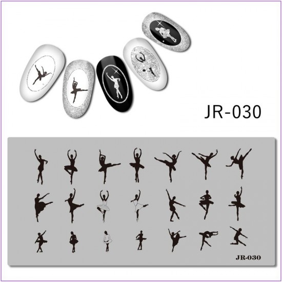 Пластина для печати на ногтях JR-030, балет, балерина, танец