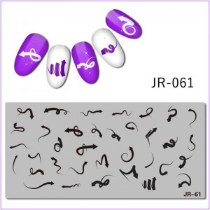 Пластина для печати на ногтях JR-061, стрелка, стрела, указатель