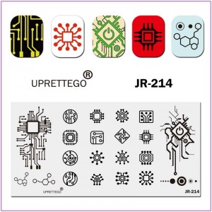 JR-214 Nageldrukplaat Alles voor het stempelen van geometrische vormen Curven Dots