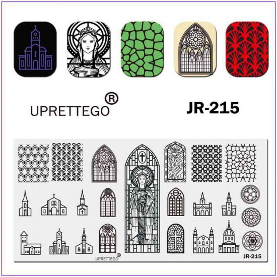 Пластина для печати на ногтях JR-215, церковь, библия, икона, святые, церковь, окно, узоры