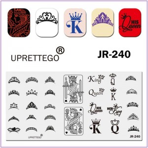 Пластина для печати на ногтях JR-240, стемпинг пластина, все для стемпинга, карта, дама, король, корона, принцесса, принц