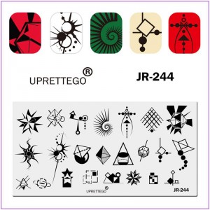 JR-244 Nail Stamping Plate Geometry Circles Triangles Squares Abstract
