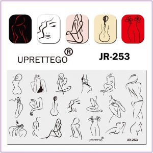  JR-253 Ongles Estampage Plaque D'impression Fille Visage Silhouette Corps Figure Différentes Poses