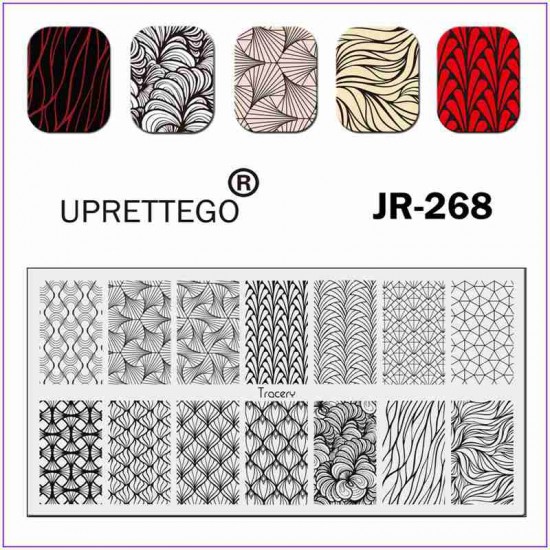 JR-268 Nail Stamping Plate All for Stamping Ornements Patterns Curves Abstraction-3142-uprettego-estampillage