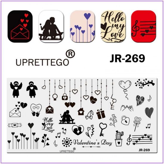JR-269 płytka do odcisków paznokci, zakochana para, serce, notatki, prezent, kaktus, zamek. anioł-3142-uprettego-cechowanie