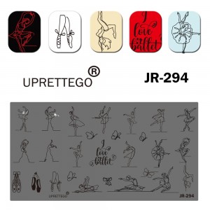 JR-294 Placa de impresión de uñas Bailarina Pointe Zapatos Danza Ligereza Zapatos Mariposas Arco