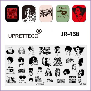JR-458 Placa de impresión de uñas Placa de estampado Chica Moda Peinado Corte de pelo Estilo