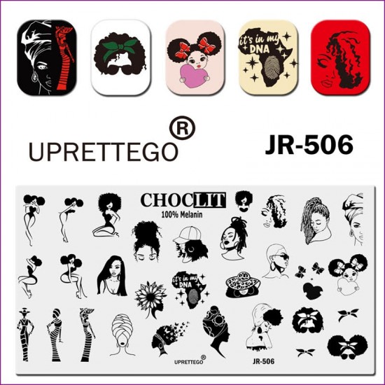 JR-506 płytka do drukowania paznokci dziewczyny modne fryzury kokardy do włosów motyle czapka-3142-uprettego-cechowanie