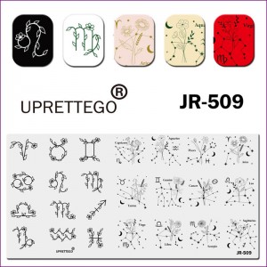  JR-509 płytka do drukowania paznokci znaki zodiaku gwiazdy baran byk bliźnięta rak lew panna waga skorpion strzelec koziorożec wodnik ryby